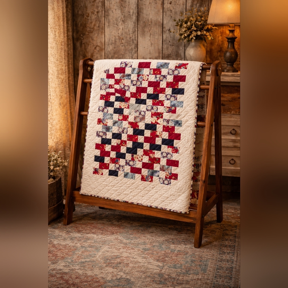 Handmade Patchwork Quilt | Vintage-Style Lap Quilt Baby Blanket Throw